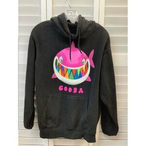 6Ix9Ine Gooba Hoodie Black Pullover With Rainbow Shark & Graphic Back Size S